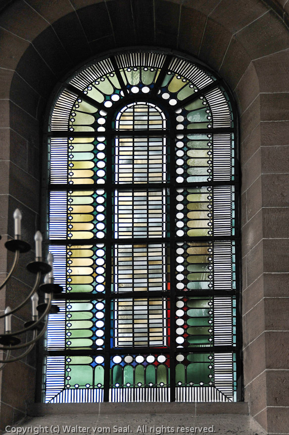 There was an interesting variety of stained glass windows, from traditional to modern.